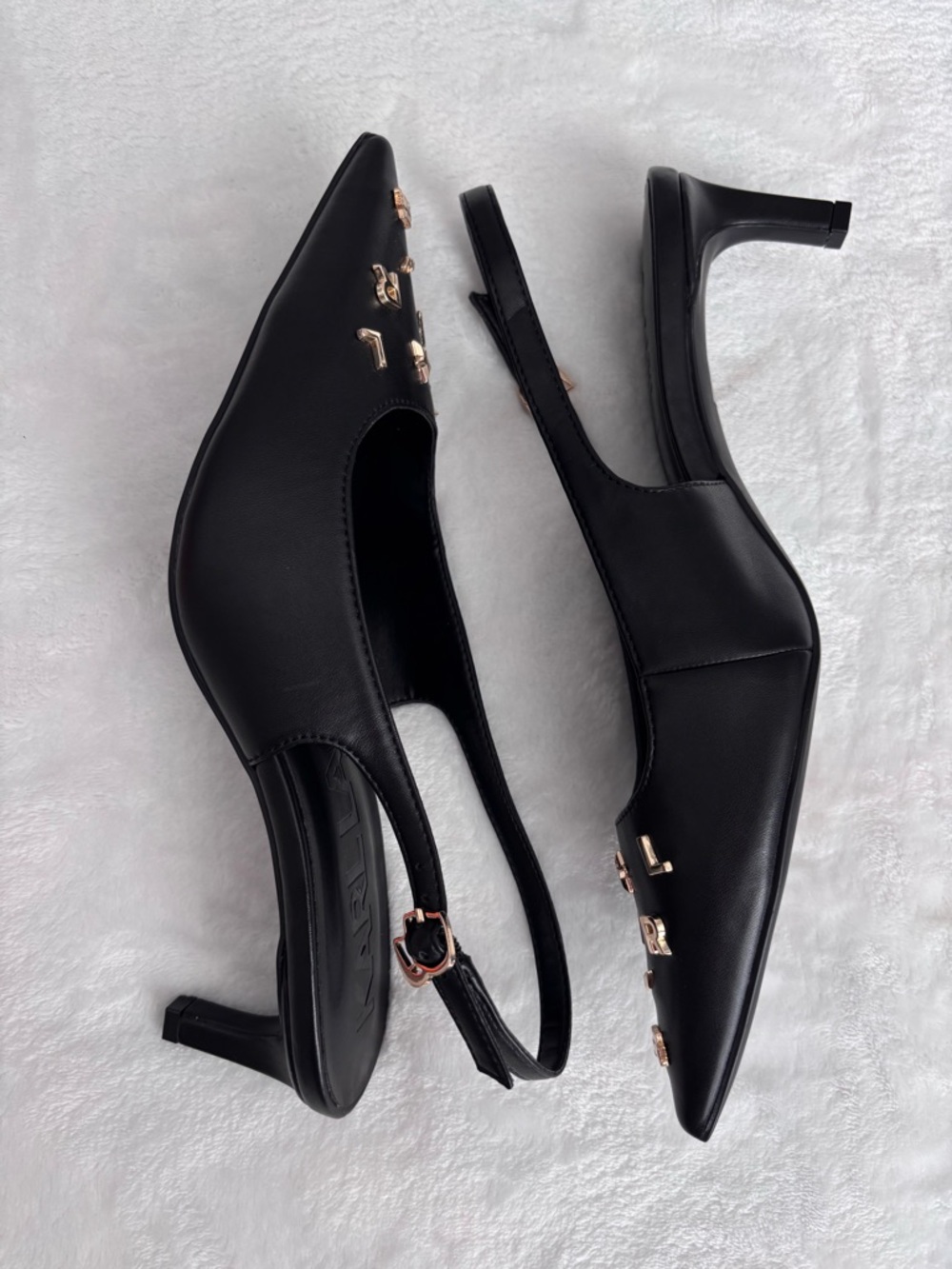 KARL LAGERFELD Sunday Black Faux Leather Slingback Kitten Heel Pump--NWOB--7.5 - Picture 10 of 15